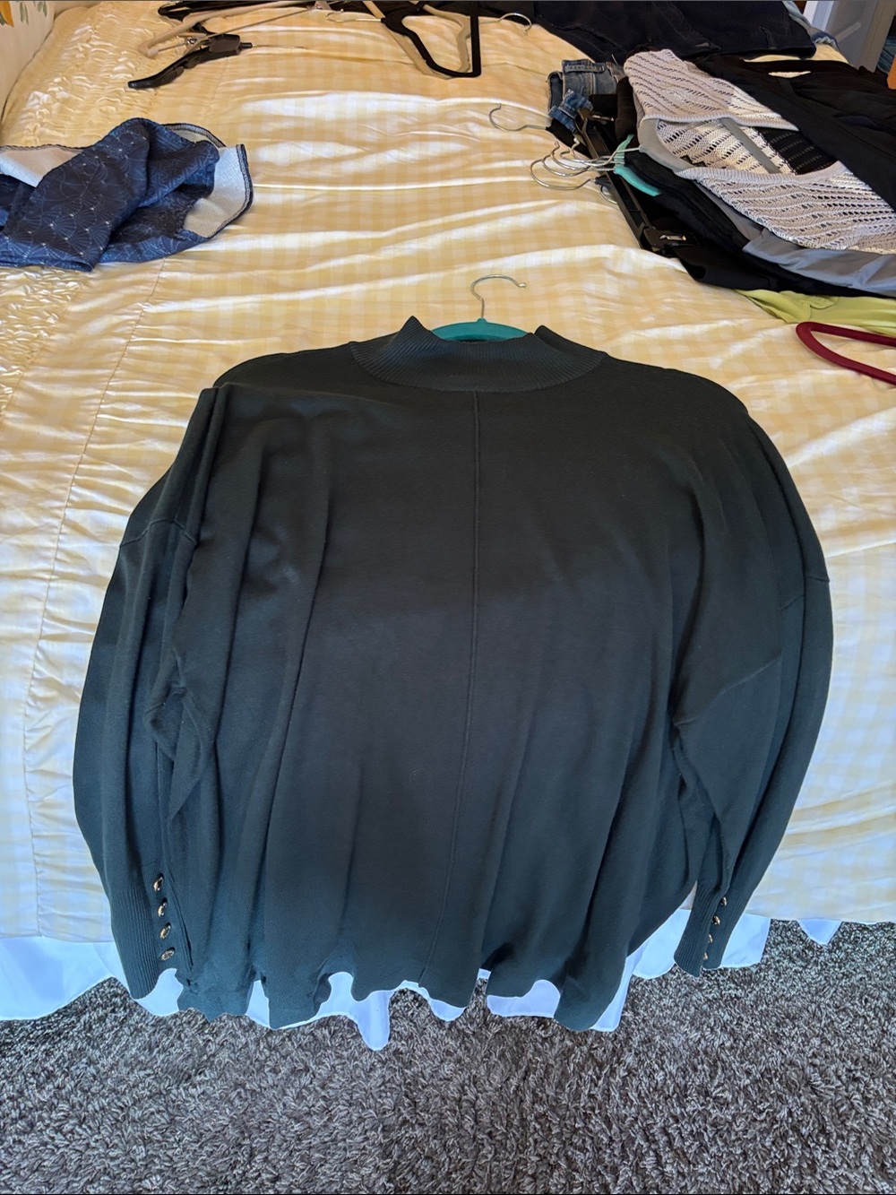 Anne Klein Dark Green Mock-Neck Tunic Sweater